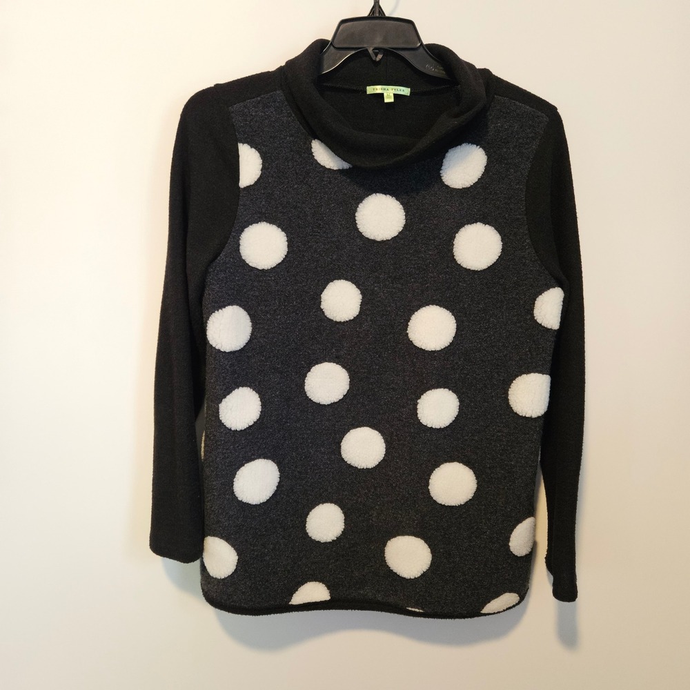 Polka Dot Fleece Shirt Top Sweater Mock Neck Art to Weart Artsy Office